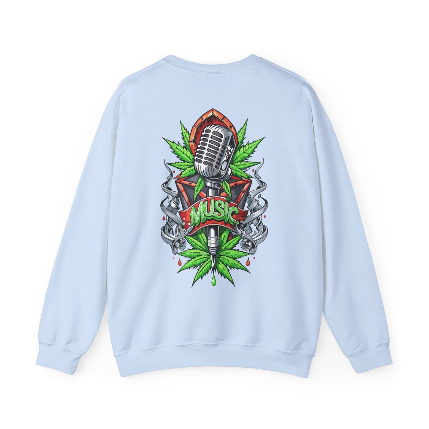 Music Microphone — Retro Mic & Leaf Graphic Sweatshirt