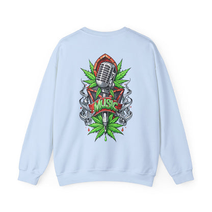 Music Microphone — Retro Mic & Leaf Graphic Sweatshirt