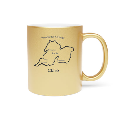 Clare County Metallic Colour Mug - Silver/Gold - Perfect Gift for Coffee Lovers