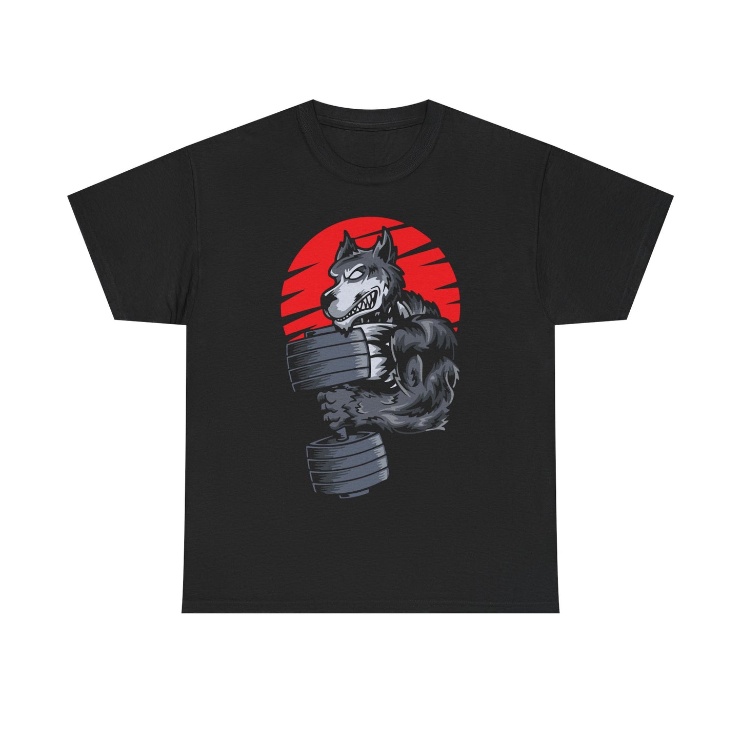 Gym Wolf Unisex Heavy Cotton Tee - Bold Fitness Graphic T-Shirt Black