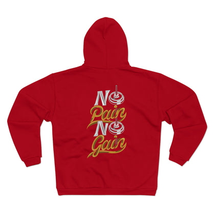 No Pain No Gain Unisex Hooded Zip Sweatshirt - Motivational Gym Wear