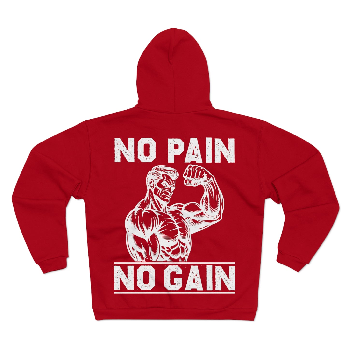 Unisex Zip Hoodie - No Pain No Gain Graphic Sweatshirt for Fitness Enthusiasts