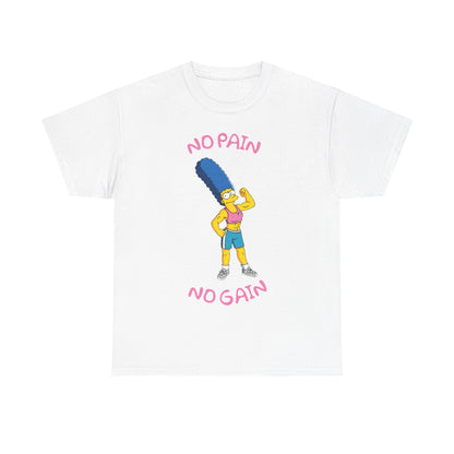 Marge No Pain No Gain White Unisex Heavy Cotton Tee