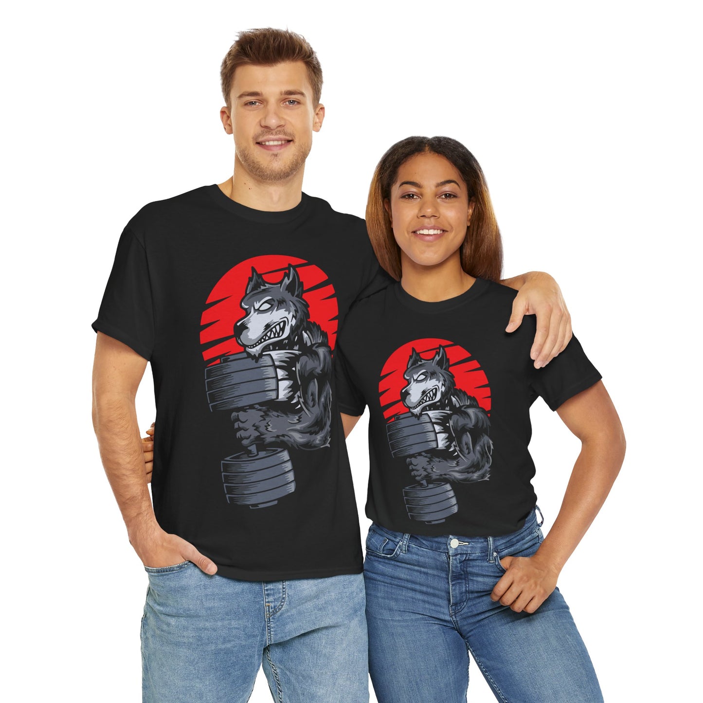 Gym Wolf Unisex Heavy Cotton Tee - Bold Fitness Graphic T-Shirt Black