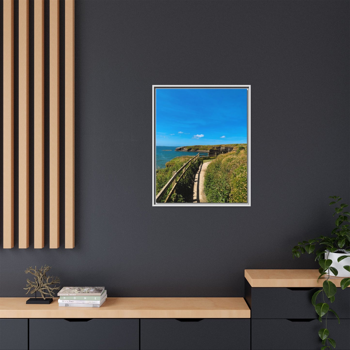 Cliff Trail Ballybunion Matte Canvas, Framed (Multi-color)
