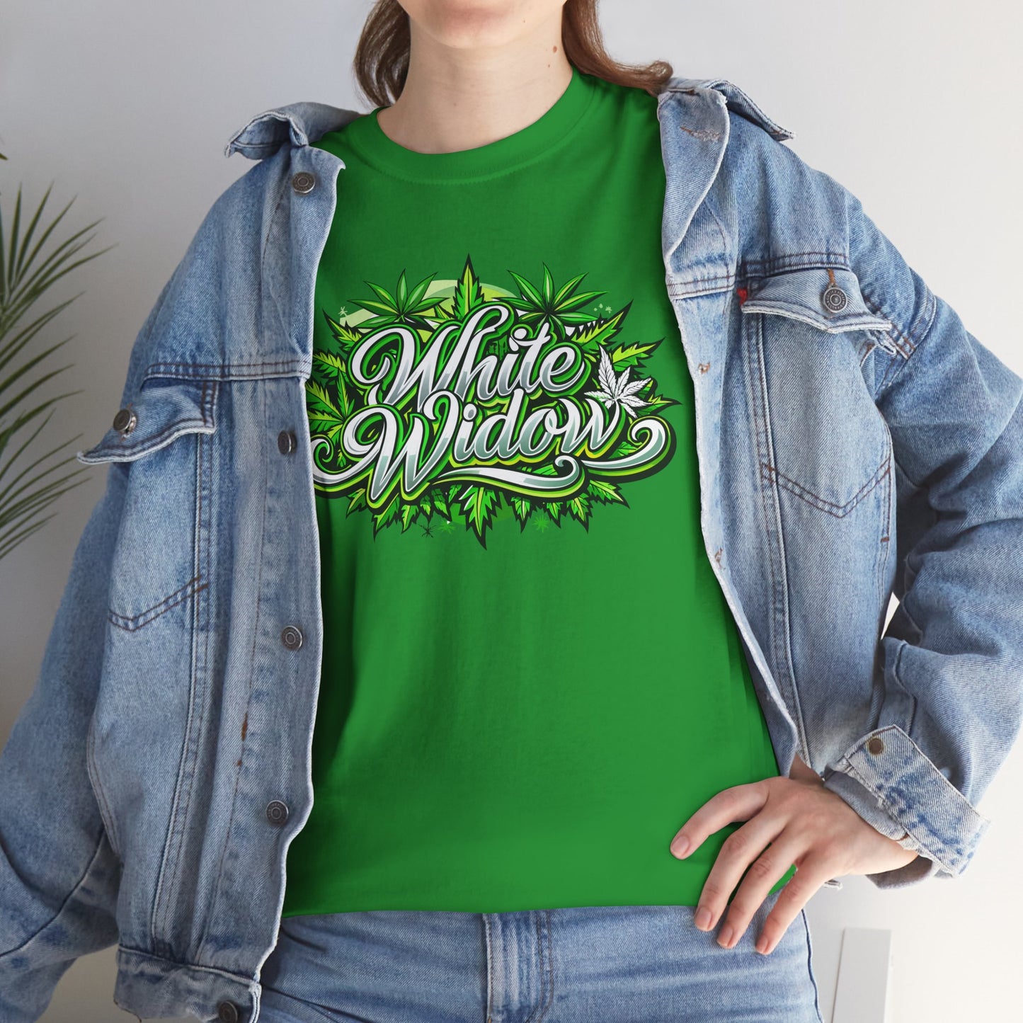 White Widow Graphic Tee — Cannabis Leaf Logo T-Shirt