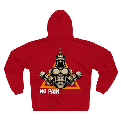 No Pain No Gain Unisex Hooded Zip Sweatshirt - Motivational Gym Apparel