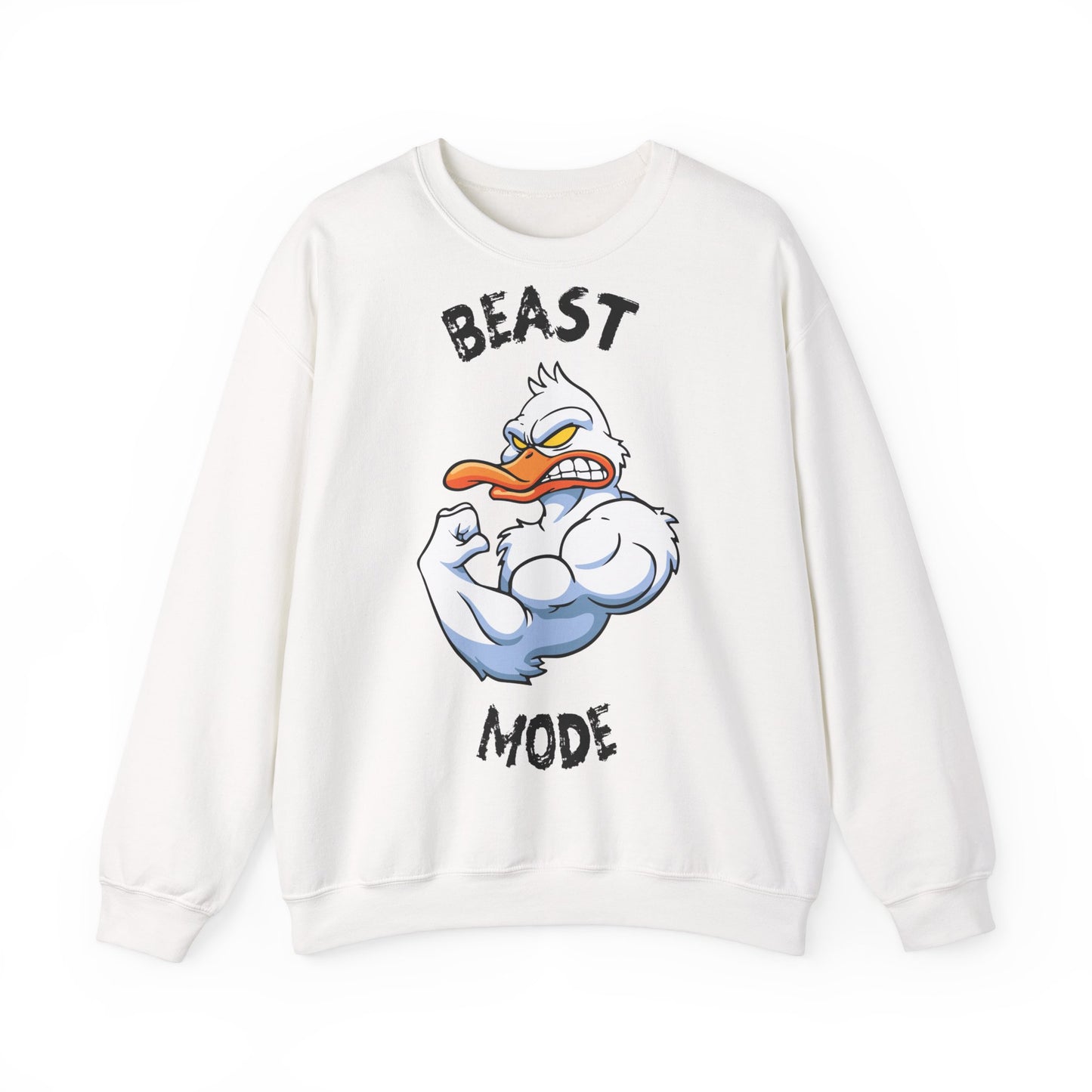 Beast Mode Unisex Heavy Blend™ Crewneck Sweatshirt - Motivational Graphic Sweatshirt for Gym Lovers White
