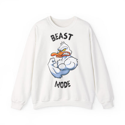 Beast Mode Unisex Heavy Blend™ Crewneck Sweatshirt - Motivational Graphic Sweatshirt for Gym Lovers White