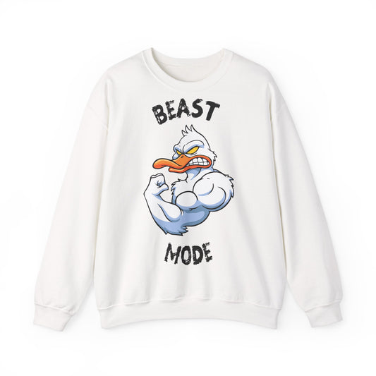 Beast Mode Unisex Heavy Blend™ Crewneck Sweatshirt - Motivational Graphic Sweatshirt for Gym Lovers White