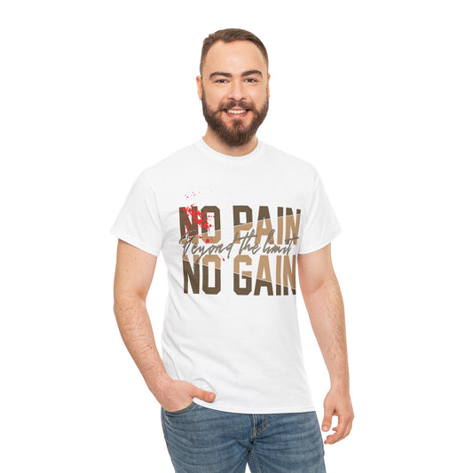 Motivational Unisex Heavy Cotton Tee - "No Pain No Gain"