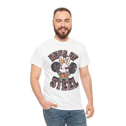 Buns of Steel Unisex Heavy Cotton Tee - Fun Fitness Humor T-Shirt for Gym Lovers