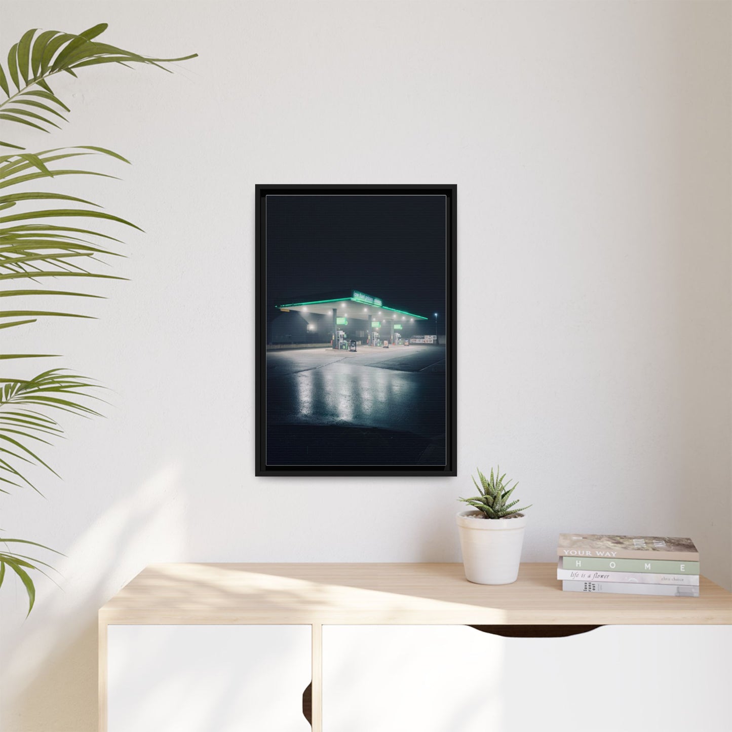 Gas Station Matte Canvas, Framed (Multi-color)
