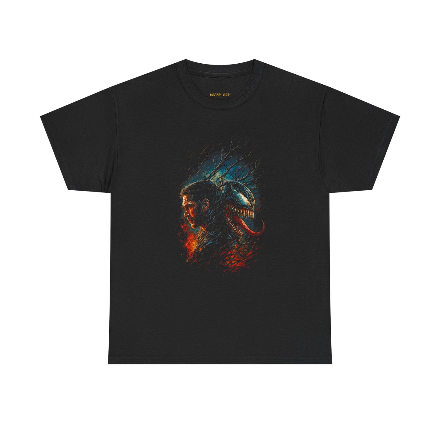 Viking Warrior Skull Tee — Norse Myth Flame and Ice Graphic T-Shirt