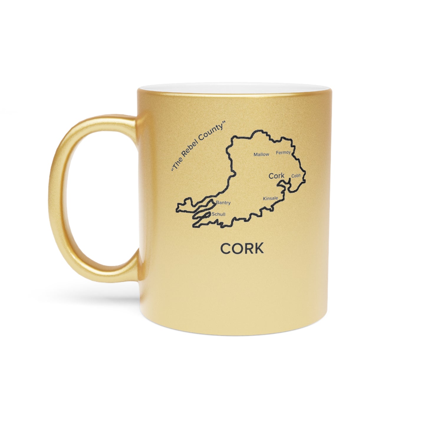 Cork County Metallic Colour Mug - Silver/Gold - Perfect Gift for Coffee Lovers