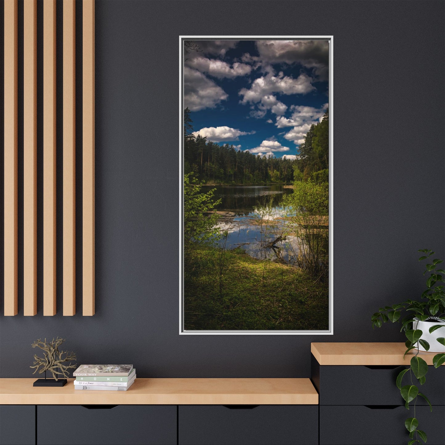 Vilnius Lake Matte Canvas, Framed (Multi-color)