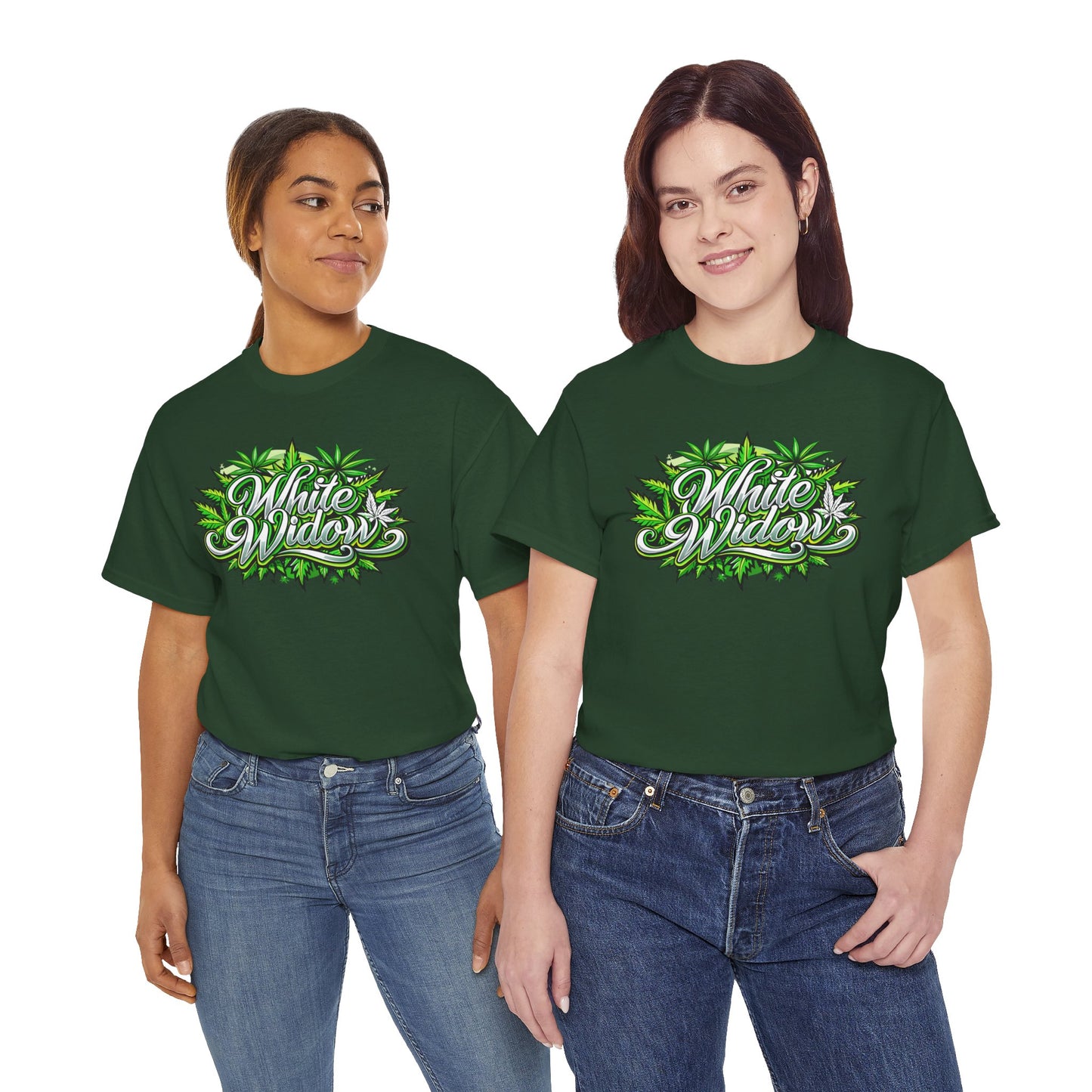 White Widow Graphic Tee — Cannabis Leaf Logo T-Shirt