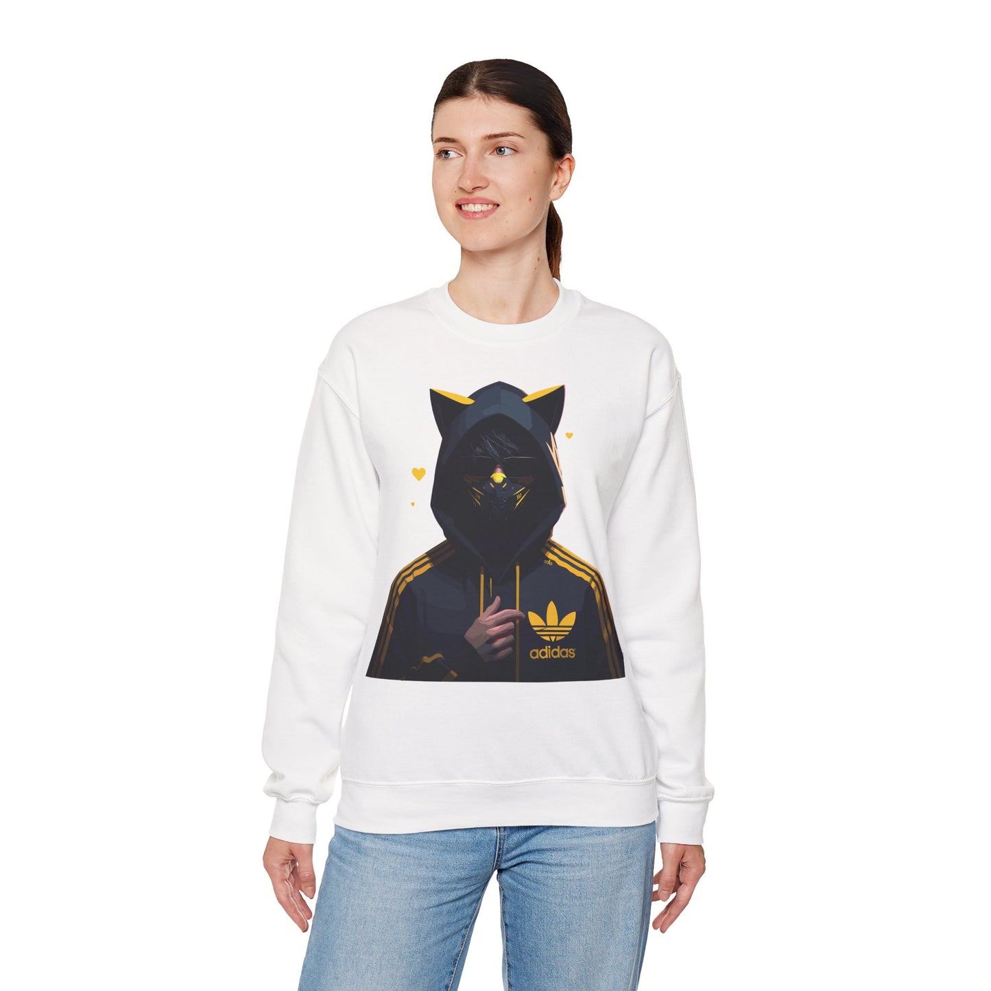 Graphic Unisex Heavy Blend™ Crewneck Sweatshirt - Cat Ears and Cool Vibes