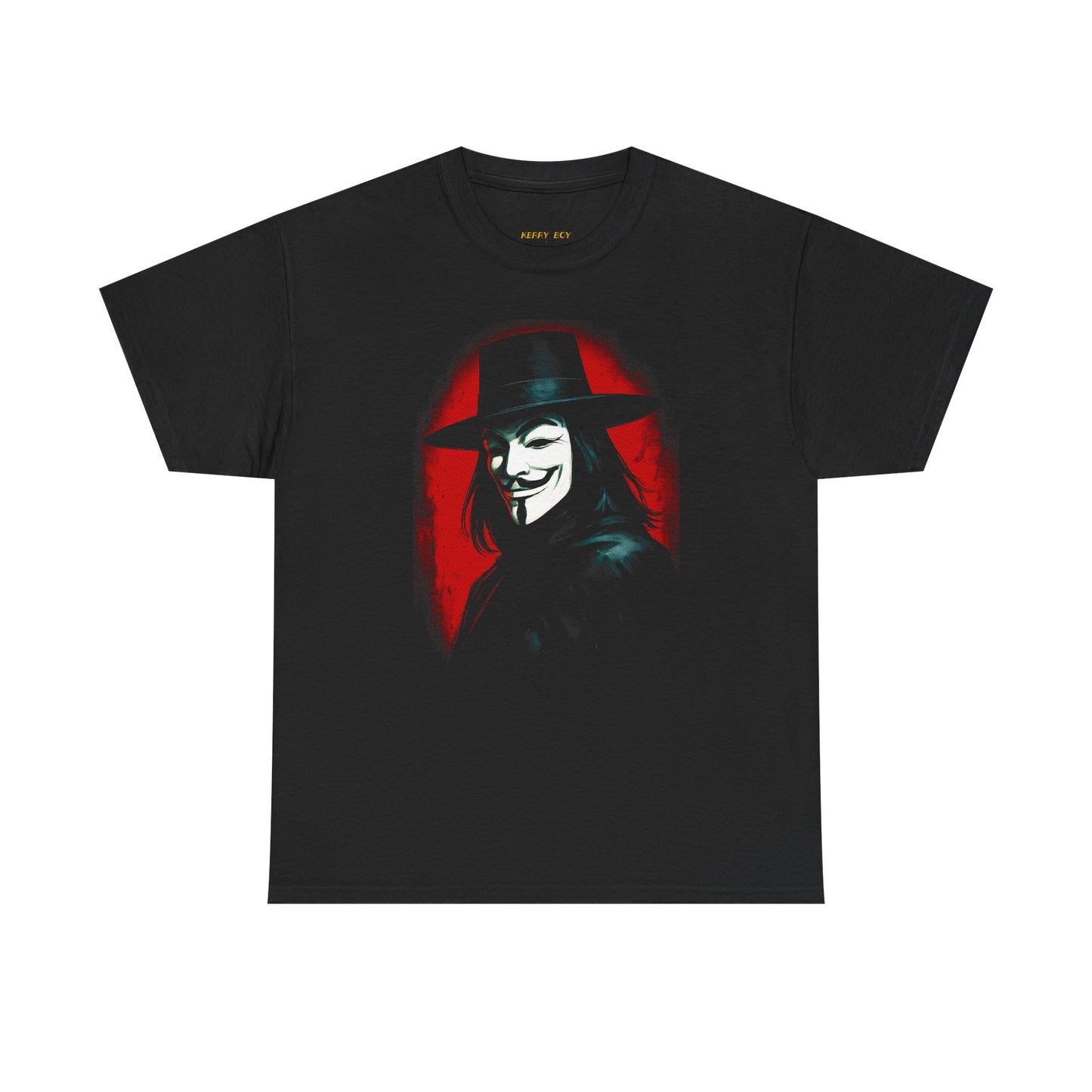 V for Vendetta Mask Tee — Retro Red Shadow Graphic T-Shirt