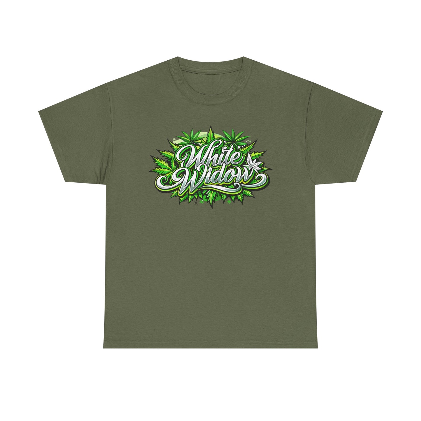 White Widow Graphic Tee — Cannabis Leaf Logo T-Shirt