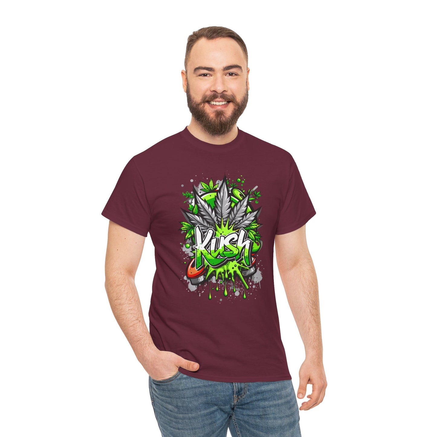Kush Graffiti T-Shirt — Green Cannabis Leaf Street Art Tee