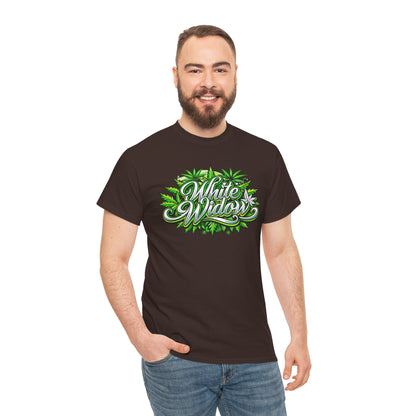 White Widow Graphic Tee — Cannabis Leaf Logo T-Shirt