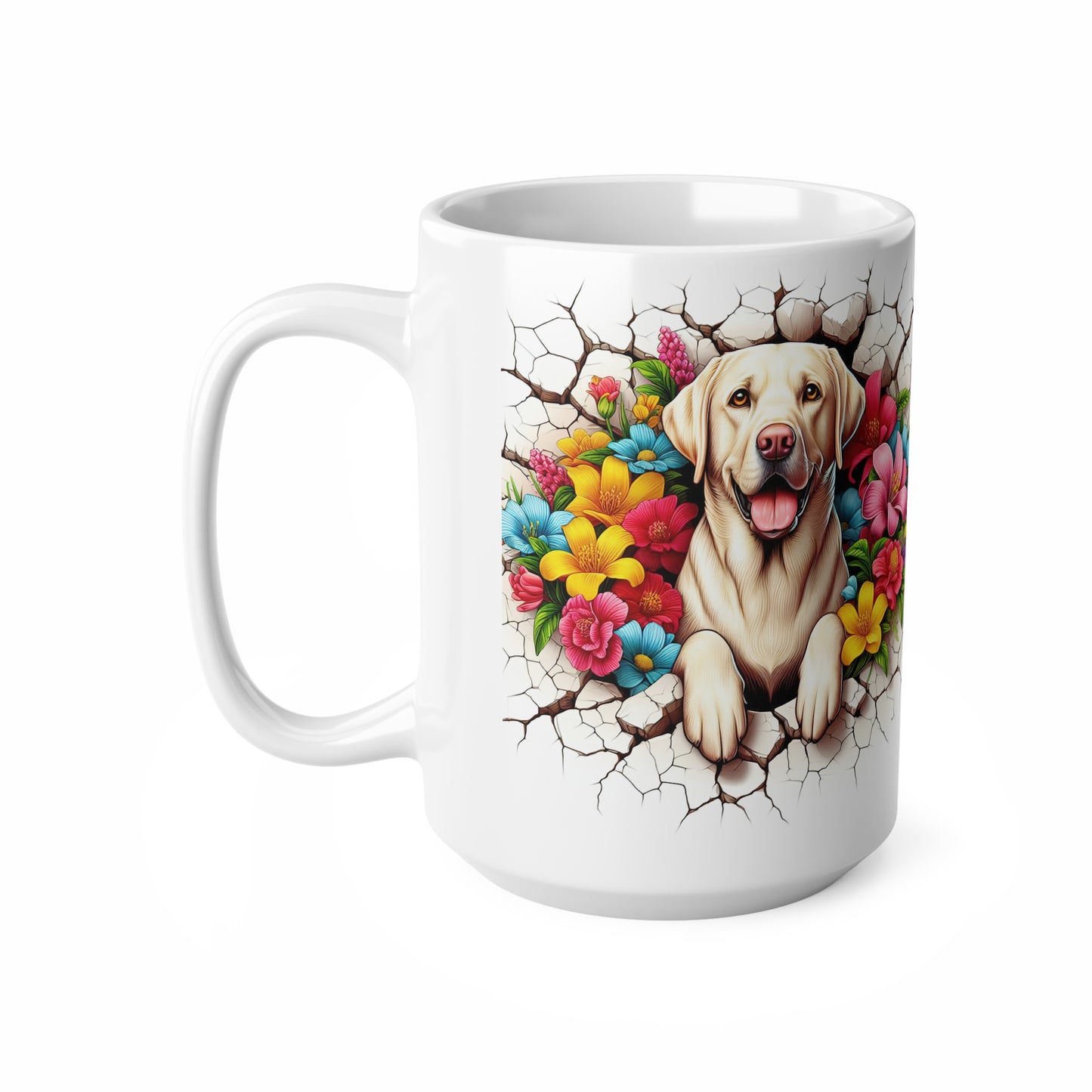 Vibrant Labrador Floral Coffee Mug - 11oz & 15oz