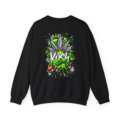 Kush Graffiti Sweatshirt — Green Cannabis Leaf Street Art
