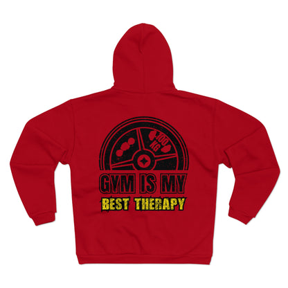Gym Is My Best Therapy Unisex Hooded Zip Sweatshirt - Perfect for Fitness Enthusiasts