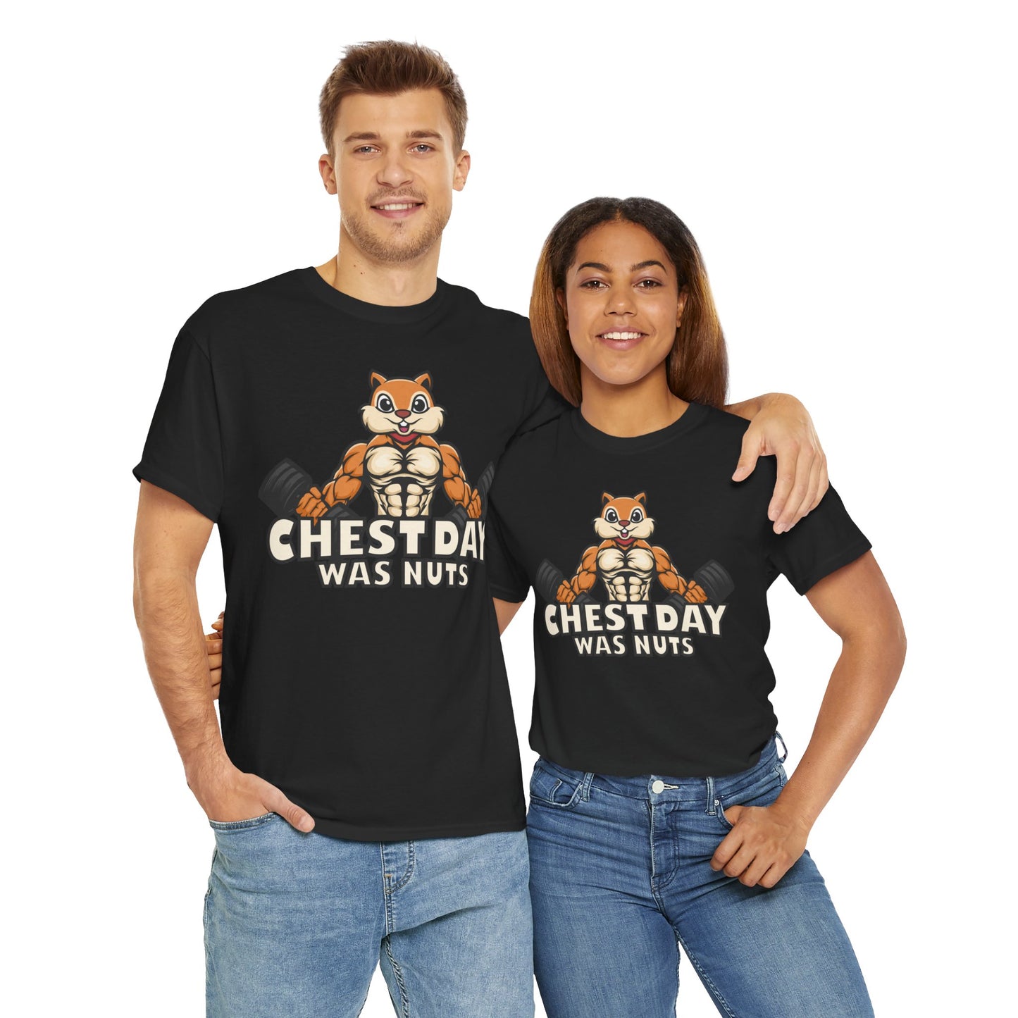 Funny Gym Tee - "Chestday Was Nuts" Unisex Heavy Cotton T-Shirt