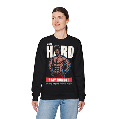 Motivational Unisex Heavy Blend™ Crewneck Sweatshirt - 'Work Hard, Stay Humble'