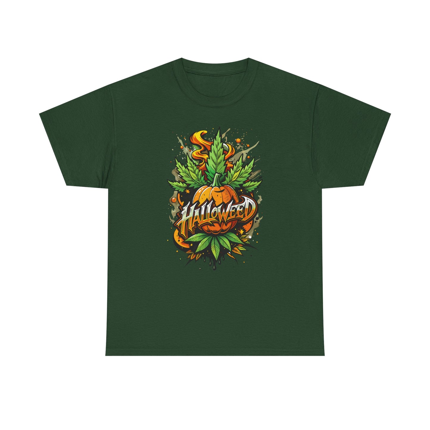 Hallowed Harvest Tee — Halloween Mask & Pumpkin Graphic T-Shirt
