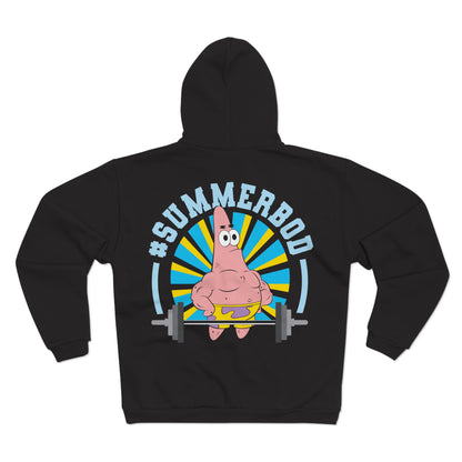 Funny Unisex Hooded Zip Sweatshirt - #SUMMERBOD Gym Motivational Design
