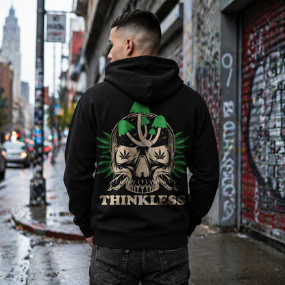 Mushroom Skull 'THINKLESS'  Zip Hoodie