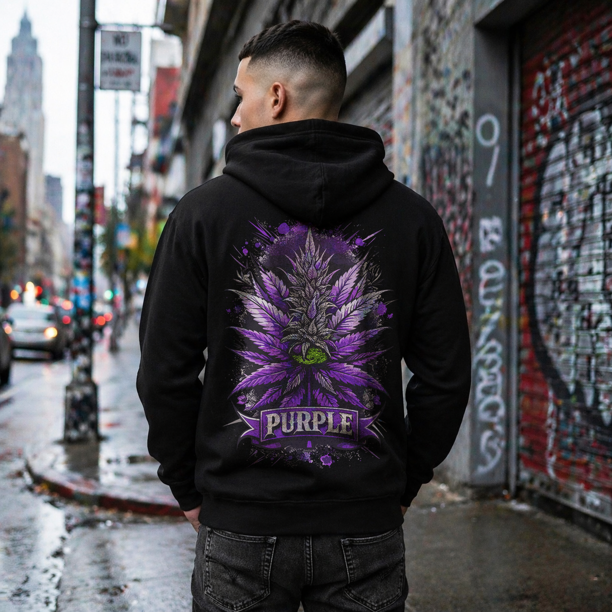 Purple Cannabis Bud Zip Hoodie — Bold Psychedelic Marijuana Graphic Zip