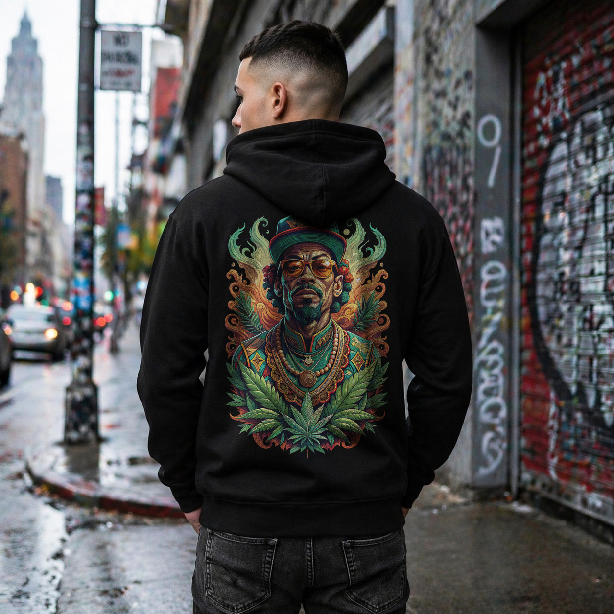Reggae Lion Tee — Rasta Portrait Graphic Zip Hoodie