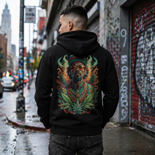 Reggae Lion Tee — Rasta Portrait Graphic Zip Hoodie