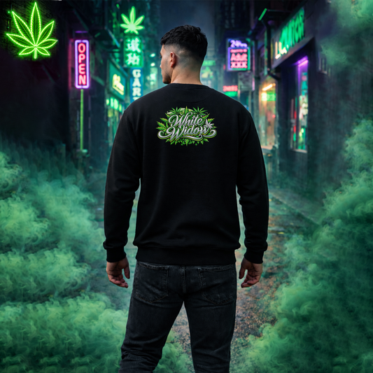 White Widow Graphic  — Cannabis Leaf Logo Sweatshirt