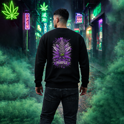 Purple Cannabis Bud Sweatshirt — Bold Psychedelic Marijuana Graphic