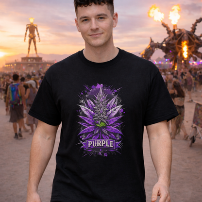Purple Cannabis Bud T-Shirt — Bold Psychedelic Marijuana Graphic Tee