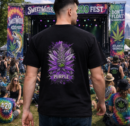Purple Cannabis Bud T-Shirt — Bold Psychedelic Marijuana Graphic Tee