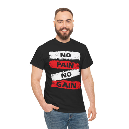 Motivational Workout Tee - 'No Pain No Gain' Unisex Heavy Cotton Shirt