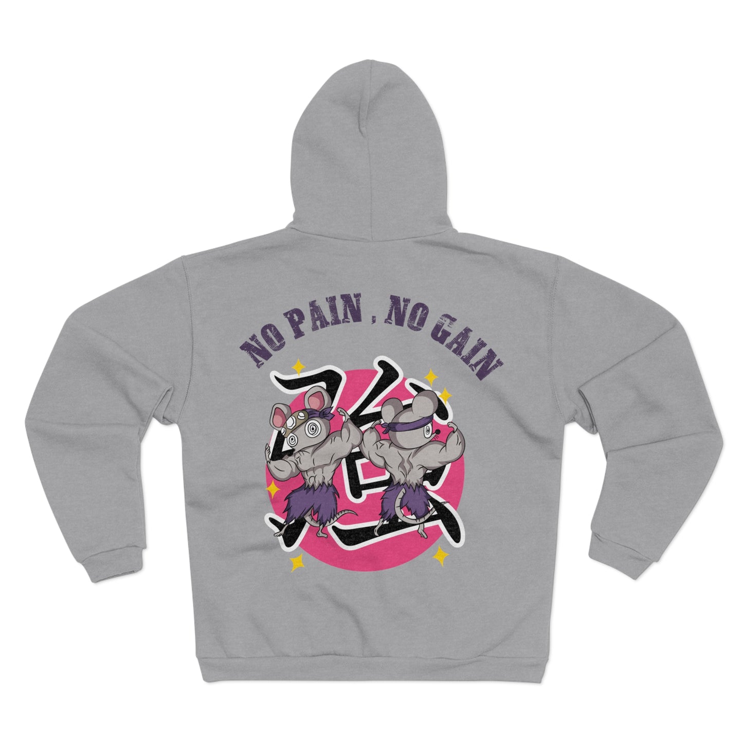 "No Pain No Gain"  Unisex Hooded Zip Sweatshirt - Motivational Fitness Hoodie for Gym Lovers