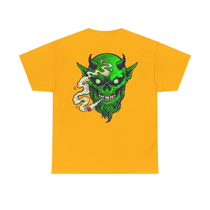 Smoking Green Demon Skull T-Shirt — Creepy Stoner Graphic Tee