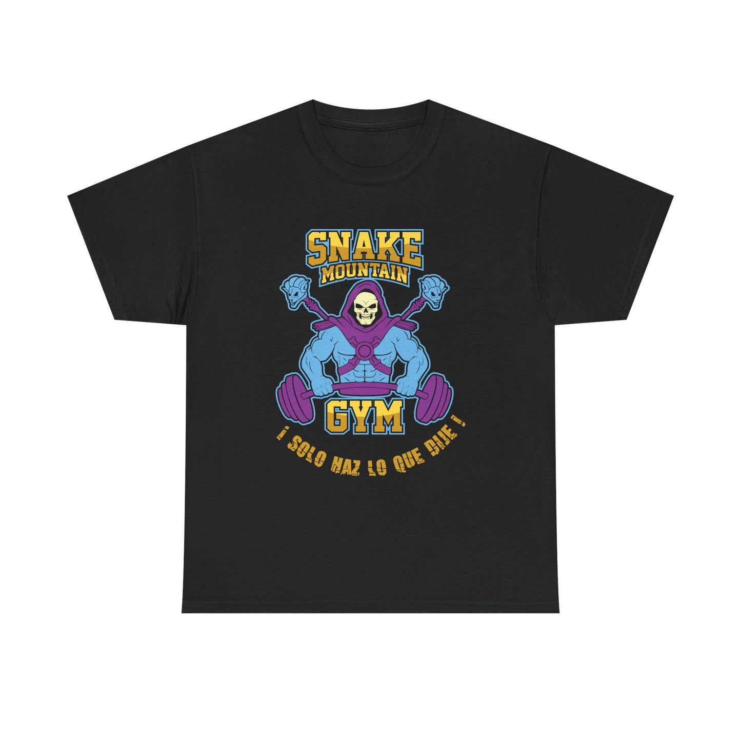 Unisex Heavy Cotton Tee - Snake Mountain Gym Graphic T-Shirt Black