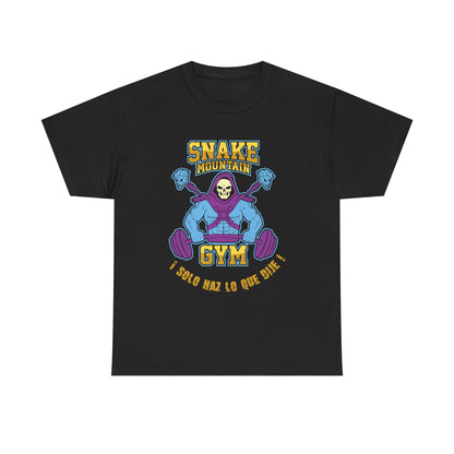 Unisex Heavy Cotton Tee - Snake Mountain Gym Graphic T-Shirt Black