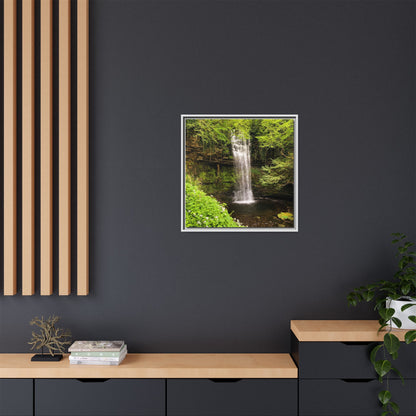 Glacer Waterfall Matte Canvas, Framed (Multi-color)