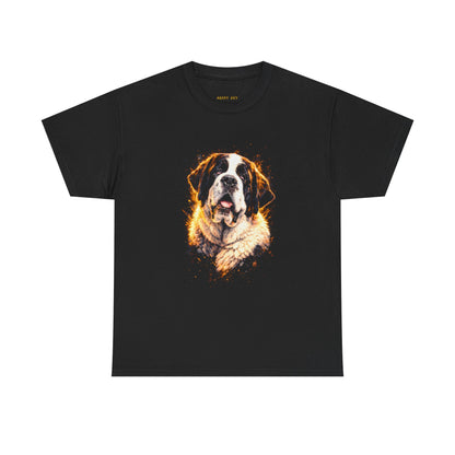 Saint Bernard Portrait Tee - Fiery Dog Graphic T-Shirt for Dog Lovers