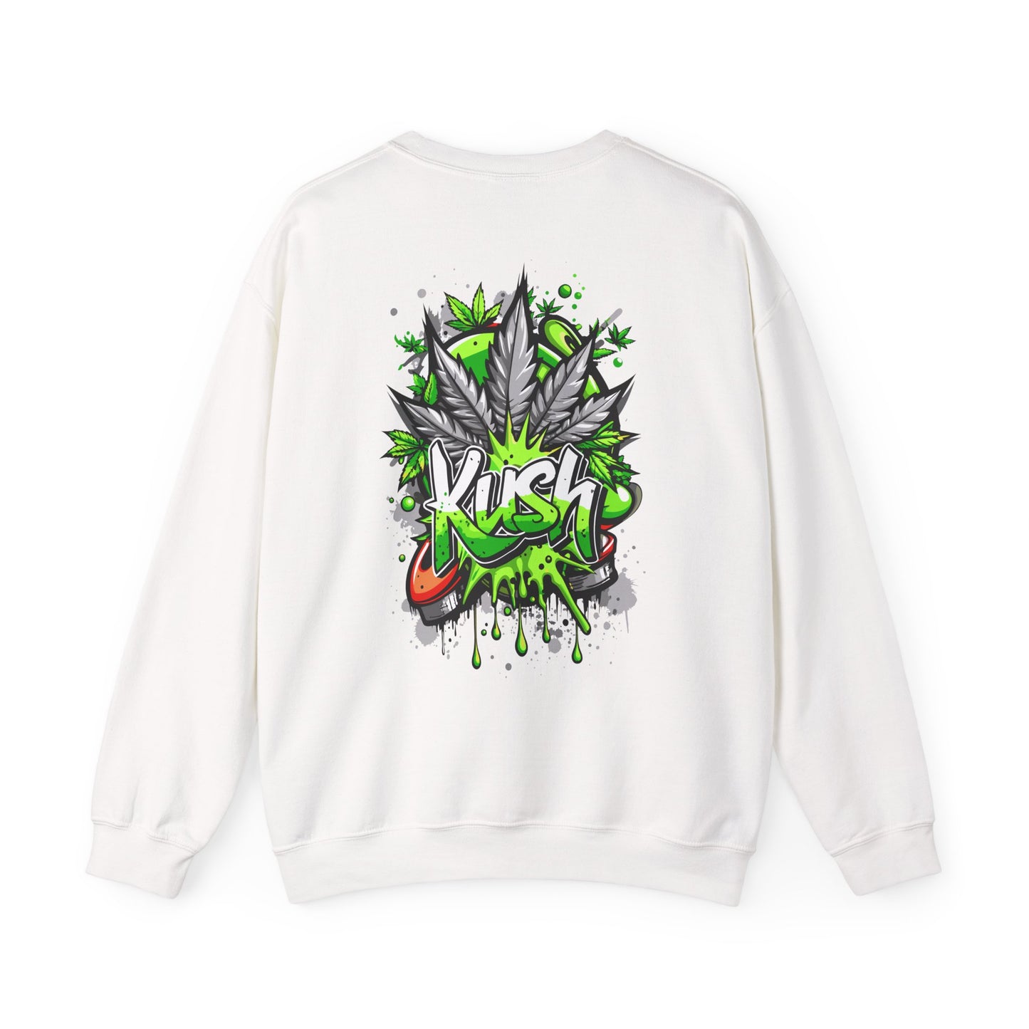 Kush Graffiti Sweatshirt — Green Cannabis Leaf Street Art