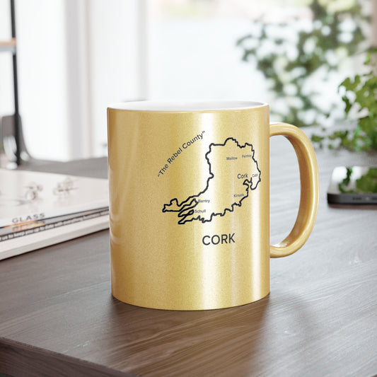 Cork County Metallic Colour Mug - Silver/Gold - Perfect Gift for Coffee Lovers